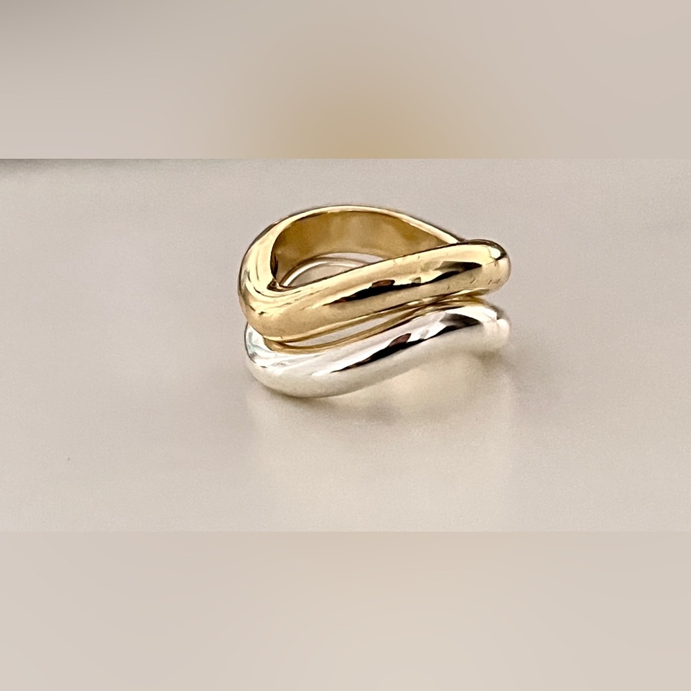Elegant Gold and Silver Twisted Ring